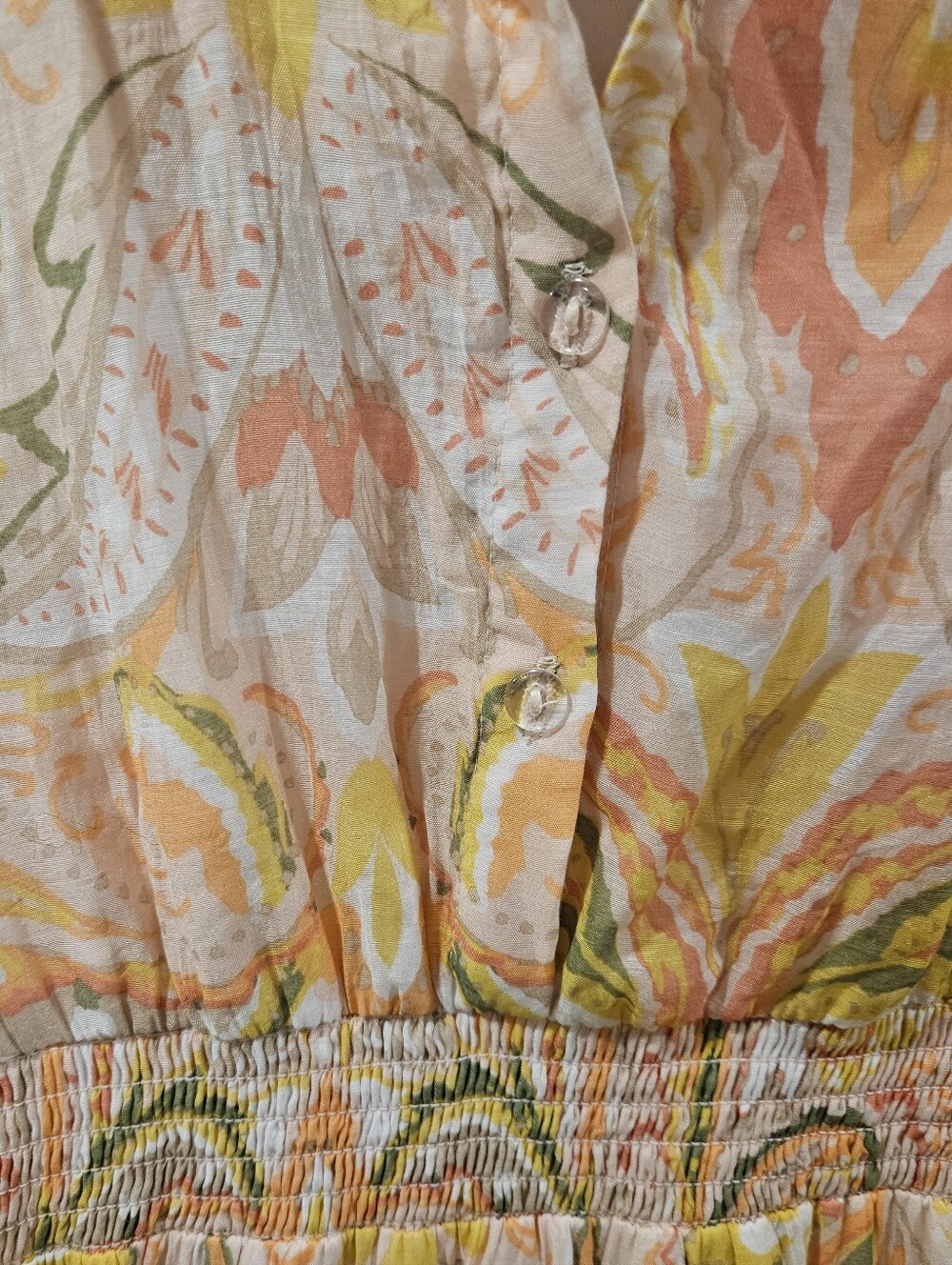 Cynthia Steffe Paisley Print Ruffled Midi Dress Pastel Orange Yellow PM - Picture 7 of 7